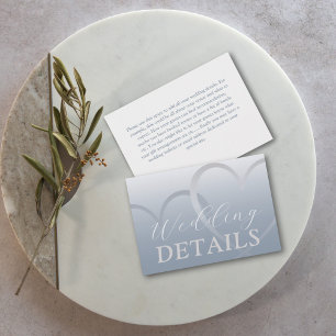 Simple Faux Silver & Blue Heart Wedding Details Enclosure Card