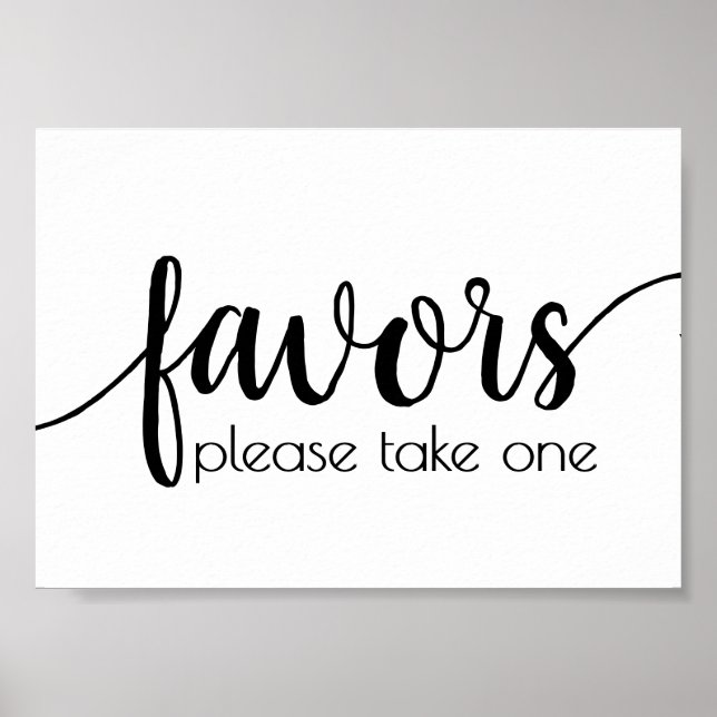Simple Favors | Black Script Wedding Party Event Poster (Front)