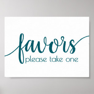 Simple Favors Teal Aqua Wedding Party Event Poster