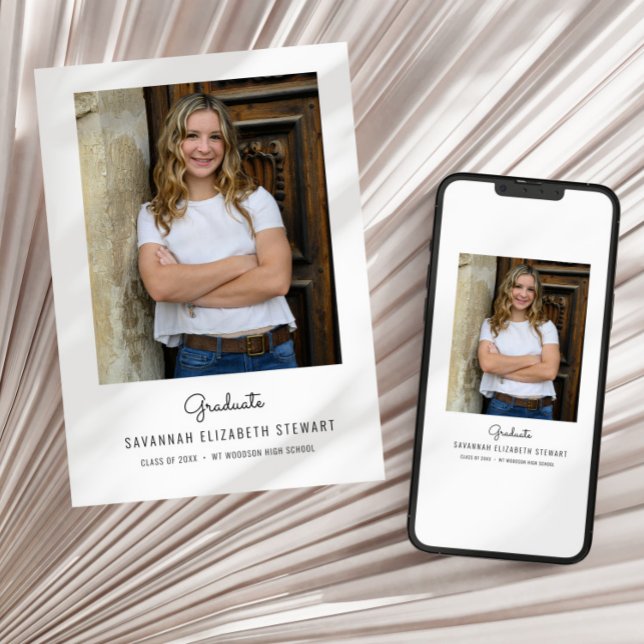 Simple Femine Graduation Announcment Leaves Invitation (Creator Uploaded)