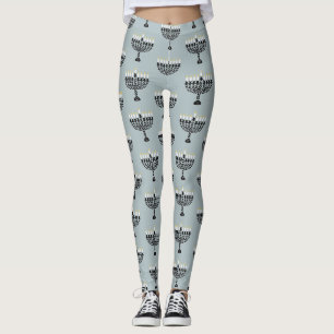 Simple Festival of Lights Menorah Hanukkah Leggings
