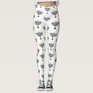 Simple Festival of Lights Menorah Hanukkah Leggings