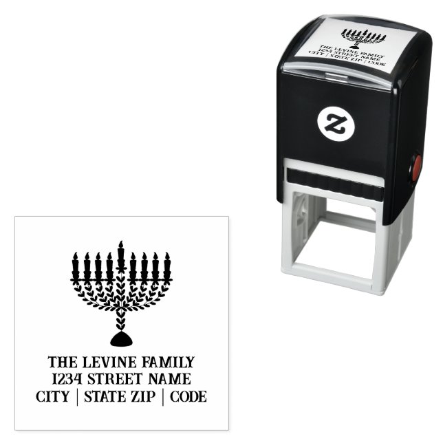 Simple Festival of Lights Menorah Hanukkah  Self-inking Stamp (In Situ)