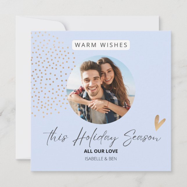 Simple Festive Couple Photo Christmas Holiday Card (Front)