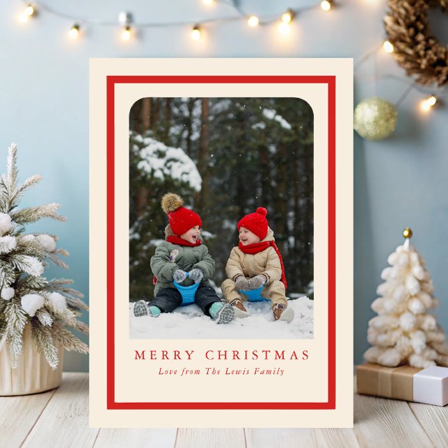 Simple Festive  Red Frame Holiday/Christmas Photo  Holiday Card (Creator Uploaded)