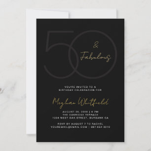 Simple Fiftieth Gold Script 50th Birthday Party Invitation