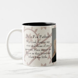 Simple First Father's Day Picture Collage Two-Tone Coffee Mug