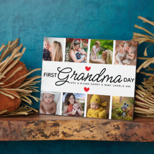 Simple First Grandma Day Photo Collage Plaque