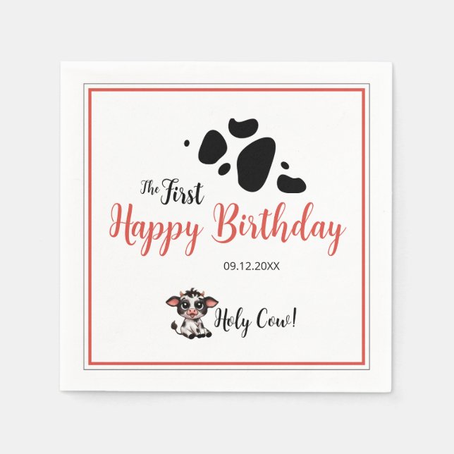 simple First Happy Birthday Napkin (Front)