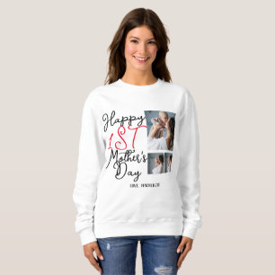 Simple first Mother Days Gift Three Photo Collage Sweatshirt