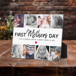 Simple First Mother's Day Picture Collage Keepsake Plaque<br><div class="desc">Create your very own special first Mothers day photo plaque. Featuring 8 insta style square pictures and the text 'First Mother's Day', the word Mother is in modern script, a cute little red heart that can be changed to any colour, love & kisses message and name/s. All text can be...</div>