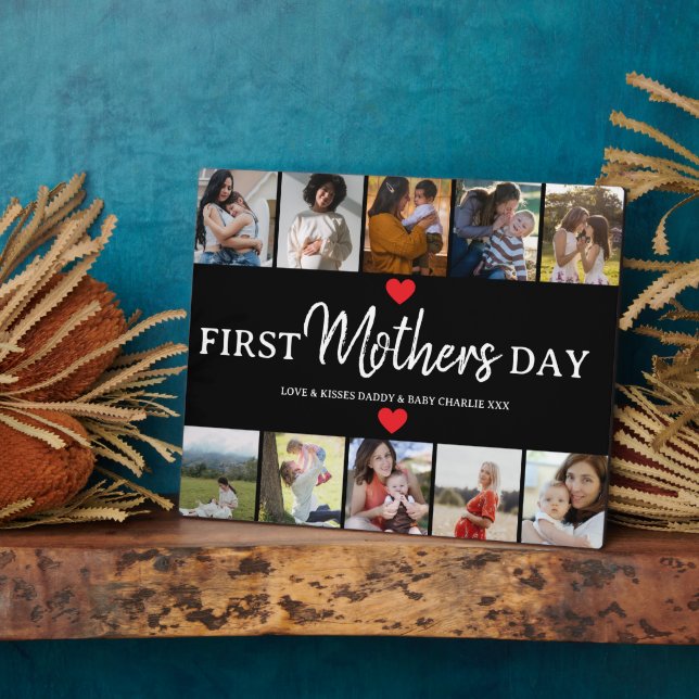 Simple First Mother's Day Picture Collage  Plaque (Side)