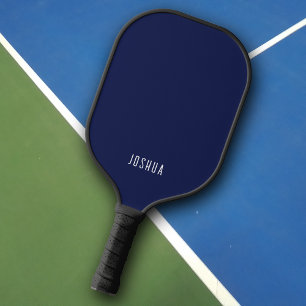 Simple First Name Elegant Modern Dark Navy Blue Pickleball Paddle