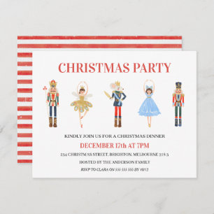 Simple Five Characters Nutcracker Christmas Party Invitation