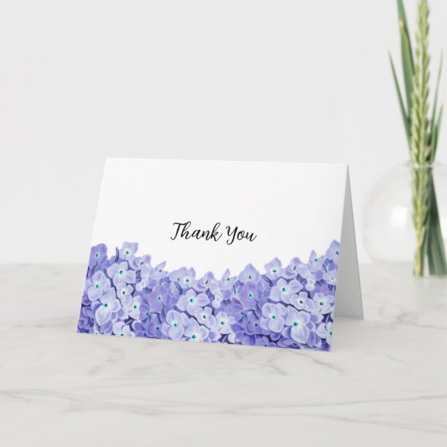 Simple Floral Blessings Blue Thank You Note Card (Front)