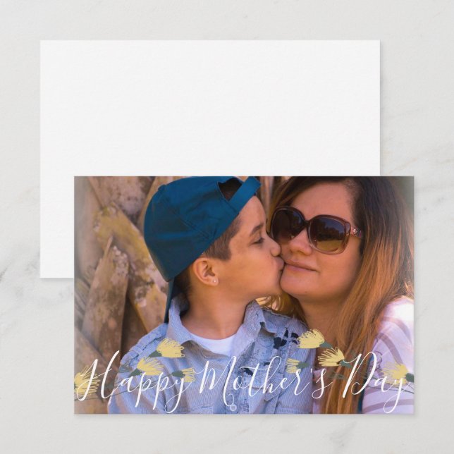Simple Floral Botanical Happy Mother's Day Photo  Card (Front/Back)
