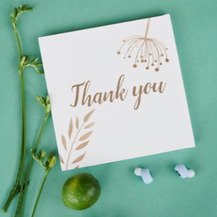 Simple Floral Botaniqe Gold Foil Wedding Thank You