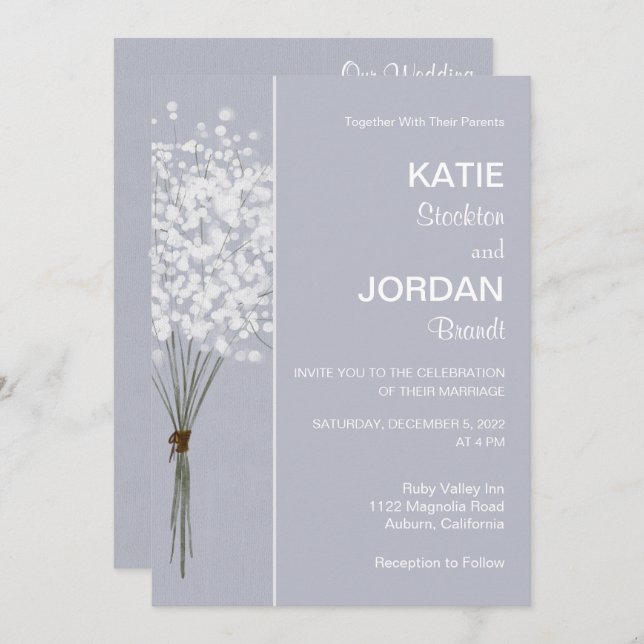 Simple Floral Bouquet Wedding Invitation (Front/Back)