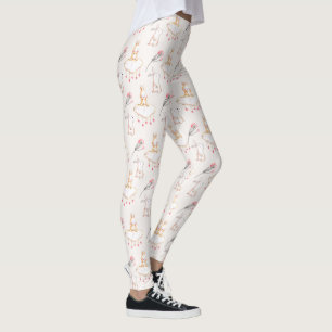 Simple Floral Bunny Pattern Easter   Leggings