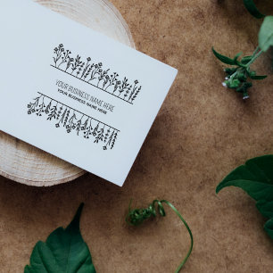 Simple Floral Custom Business Name Rubber Stamp