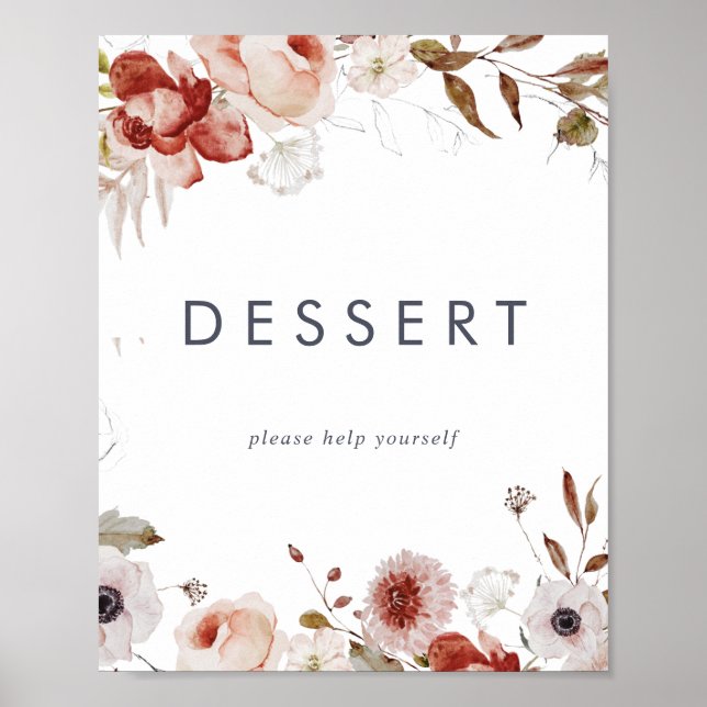 Simple Floral Dessert Sign (Front)