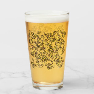 Simple floral drawing glass