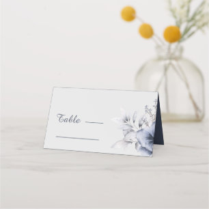 Simple Floral Dusty Blue  Wedding Place Card