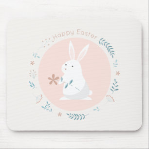 Simple Floral Easter Bunny Mousepad
