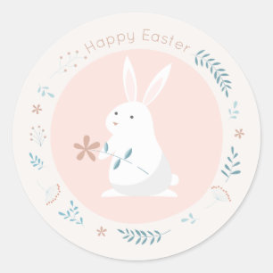 Simple Floral Easter Bunny Sticker Seal