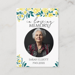 Simple floral Funeral Memorial Prayer Photo Card
