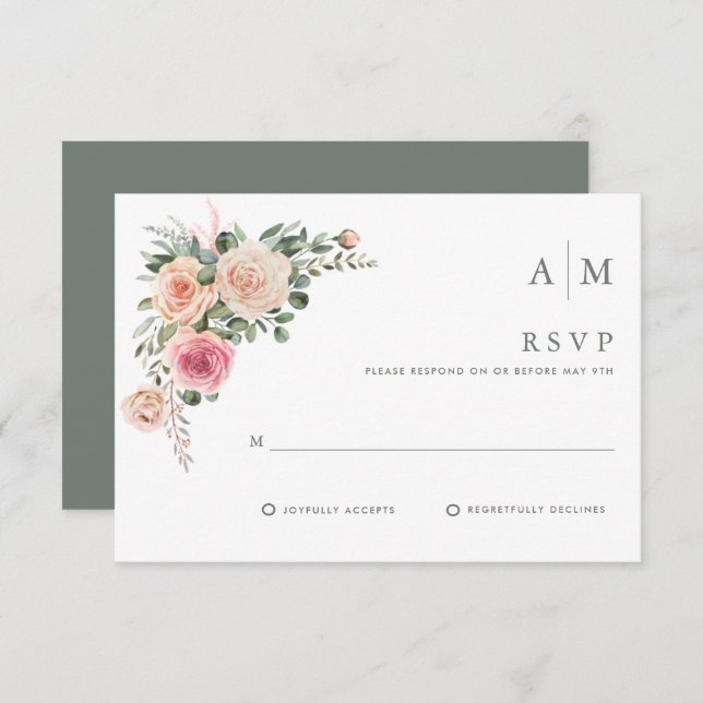 Simple Floral Garden Wedding  RSVP Card (Front/Back)