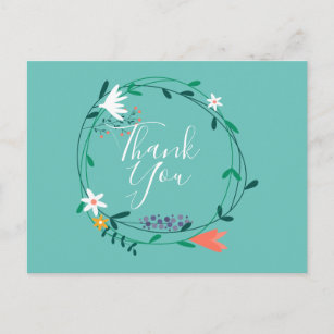 Simple Floral Garland Business Thank You Postcard
