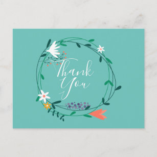 Simple Floral Garland Script Business Thank You Postcard