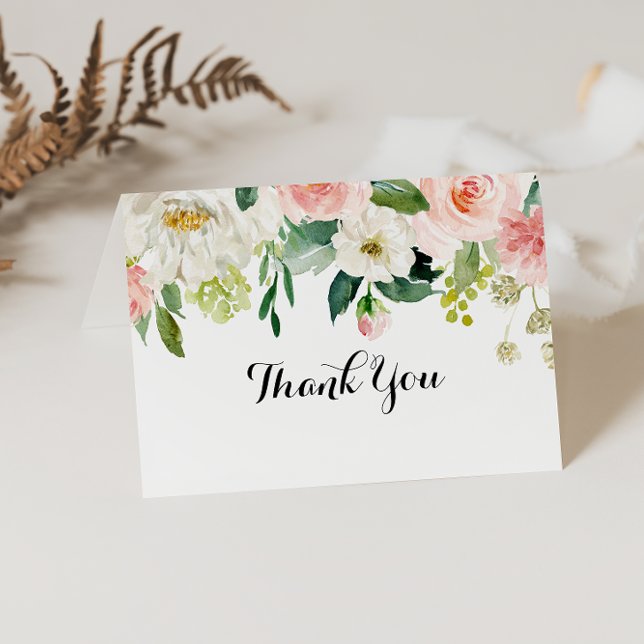Simple Floral Green Folded Wedding Thank You Card (Creator Uploaded)
