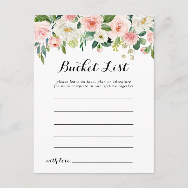 Simple Floral Green Foliage Bucket List Cards (Front)