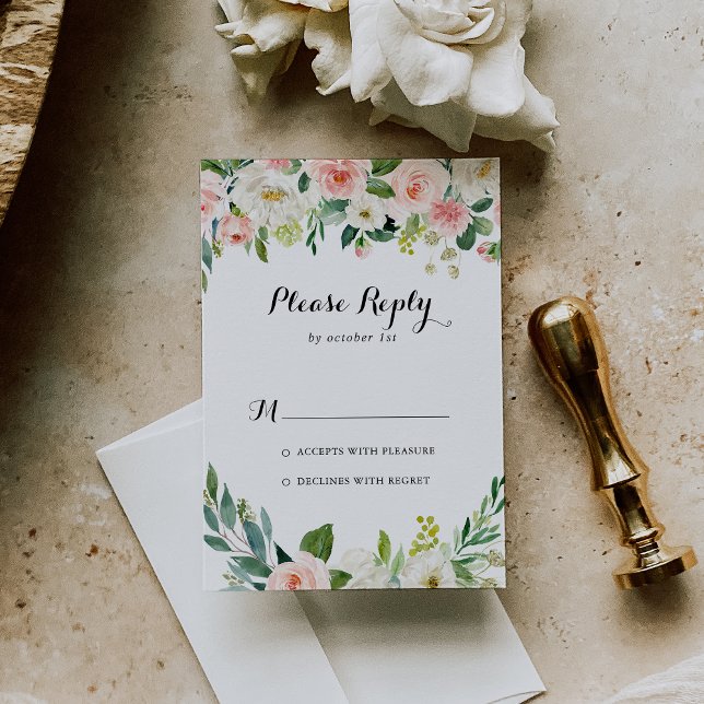 Simple Floral Green Foliage Calligraphy RSVP (Creator Uploaded)