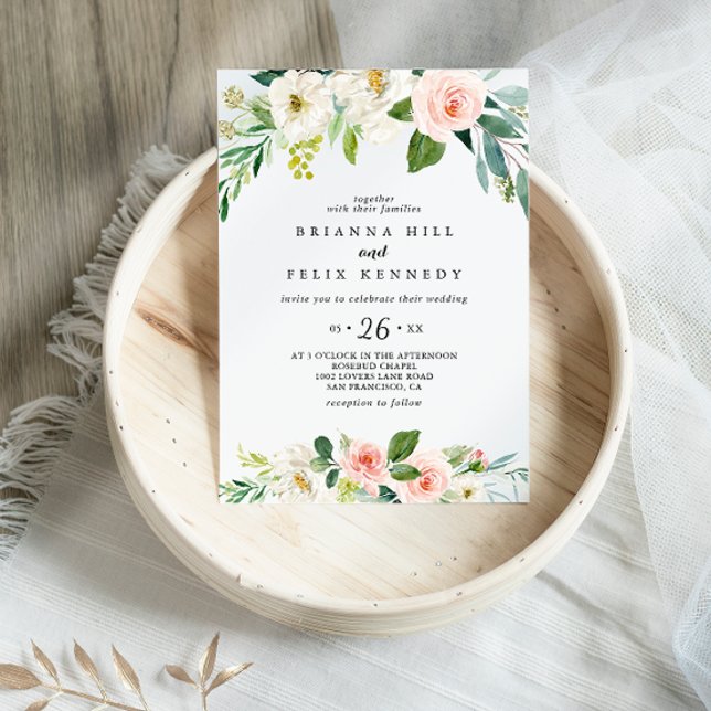 Simple Floral Green Foliage Casual Wedding Invitation (Creator Uploaded)