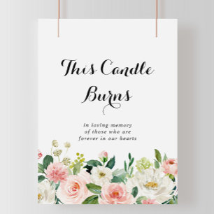 Simple Floral Green Foliage This Candle Burns Sign