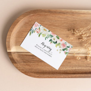 Simple Floral Green Foliage Wedding Gift Registry Enclosure Card