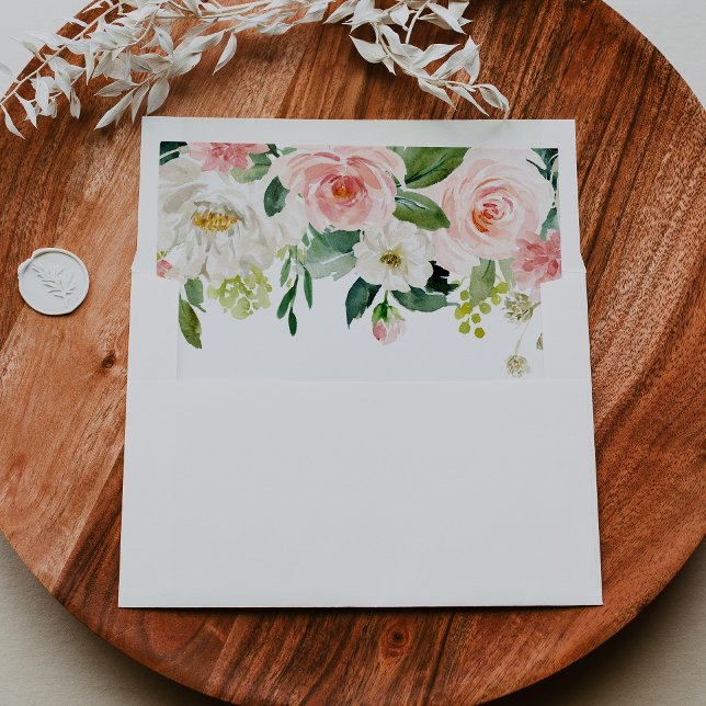 Simple Floral Green Foliage  Wedding Invitation Envelope (Creator Uploaded)