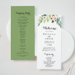 Simple Floral Green Foliage Wedding Program Programme<br><div class="desc">This simple floral green foliage wedding program is perfect for a tropical wedding. The design features lovely white,  pink,  and blush hand-painted roses embedded in green foliage,  inspiring artistic beauty.</div>