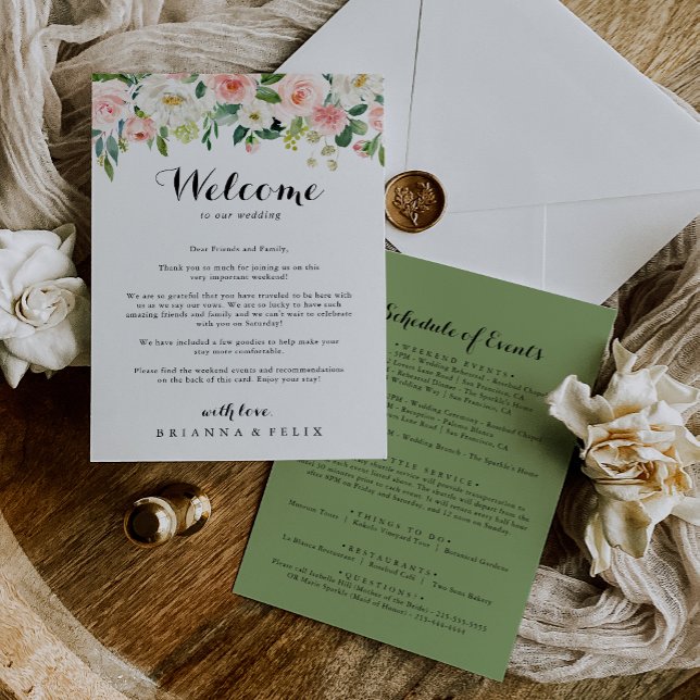 Simple Floral Green Foliage Wedding Welcome Letter (Creator Uploaded)