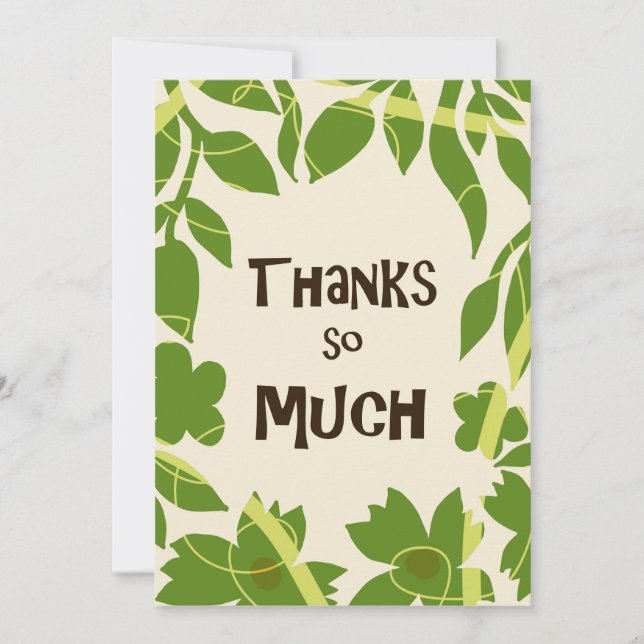 Simple Floral Green leaves Thank You Card (Front)