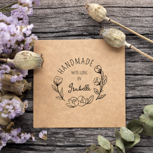 Simple Floral Handmade With Love Rubber Stamp