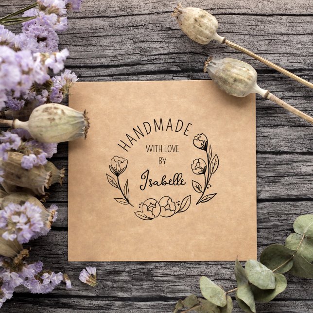 Simple Floral Handmade With Love Rubber Stamp (Creator Uploaded)