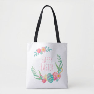 Simple Floral Happy Easter   Tote Bag