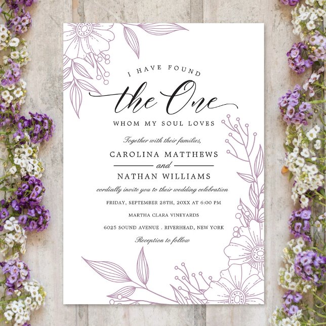 Simple Floral I Have Found The One | Lilac Wedding Invitation (Creator Uploaded)