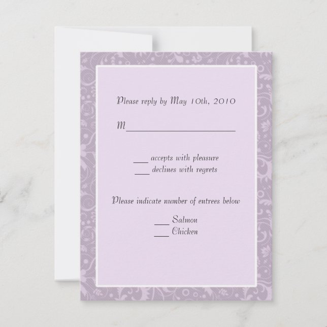 Simple Floral Lavender RSVP Wedding Notes (Front)