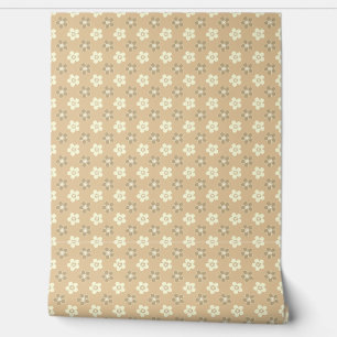 simple floral light beige pattern retro wallpaper