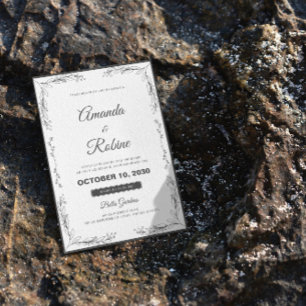 Simple Floral Modern Minimalist Wedding Invitation